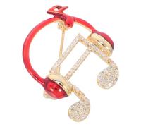 PACKOVE Brooch Zirconia Pin with Headphone Metal Music Note in Reddish Combining Delicate Inlaid Unique Music Elements Timeless Simplicity for Hats and Scarves Accessories