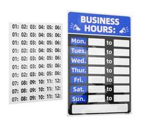 PACKOVE Business Hours Sign 2pcs Set with Adhesive Backing, Writable Store Hours Display for Shop Door, Sunproof and Fade-resistant Open Closed Office Door Signs for Retail and Business