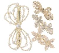 PACKOVE Butterfly Hair Clips 4pcs Pearl Flower Design Metal Hair Barrettes for Girls Shiny Hairpins for Everyday Styling