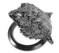PACKOVE Car One Button Start Cover with Wolf Head Design, Gun Black Metal Push to Start Button Protective Anti-scratch Cap for Vehicle Interior Accessories