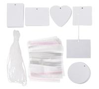 PACKOVE Car Sublimation Freshener Blanks Includes 30 Bags and 15m Hanging String Felt Sheets with Elastic Cord, 30pcs Heat Transfer Pads Set for Interior