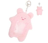 PACKOVE Card Sleeve Keychain Card Holder Badge Holder Plush Metal Pink for Postcards Easy to Use for Staff and Workers