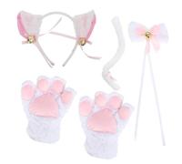 PACKOVE Cat Cosplay Costume Kitten Role-playing Outfit White Cat Ears Headband, Paws, Tail, and Bow Tie Set for Women Party Props