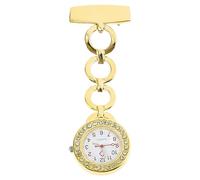 PACKOVE Chest Hanging Nurse Watch with Gold Dial and Crystal Accent, Rectangular Student Pocket Watch for Exams and Medical Professionals, Stylish Fashionable Brooch Fob
