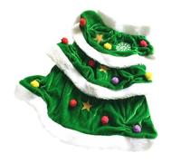 PACKOVE Christmas Tree Shaped Dog Costume for Little Pets Warm Polyester Material Easy to Put on Green Outfit for Cosplay Party or Travel