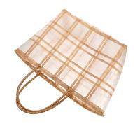 PACKOVE Clear Woven Straw Beach Tote Bag for Women Large Capacity Rattan Handbag with Roomy Interior Versatile Outdoor Picnic and Vacation Bag Stylish Summer Tote
