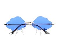 PACKOVE Clouds Shaped Rimless Sunglasses Unisex Irregular Frameless Eyeglasses with Gold Frame Dark Blue Lenses Party and Fashion Photo Props