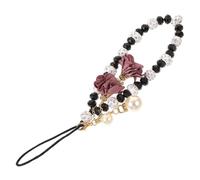 PACKOVE Crystal Beaded Phone Lanyard Black Crystal Material and Random Color Wrist Strap with Flower Pendant Decorating Mobile Phones Preventing Drops, for Daily Use Gifts