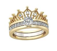 PACKOVE Detachable Crown Styled Rhinestone Ring for Women Two in One Elegant Finger Jewelry Silver Durable Material Comfortable Fit for Daily Wear and Special Occasions