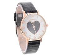PACKOVE Digital Quartz Watch for Women with Genuine Leather Strap Stylish Love Pattern Design and Comfortable Adult Wristwatch for Casual and Dress Wear Elegant Option