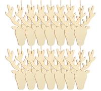 PACKOVE DIY Wooden Craft Chips Wood Pendants Khaki Decorative Small Wooden Shape Embellishments with Different Sizes and Shapes Hole for Rope Easy to Color for DIY Crafts and Theme Parties