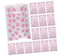 PACKOVE Dog Paw Gift Bags Cookie Bags Party Favors Pink 50pcs with Handles OPP Candy Pouch Cookie Pouch Dog Paw Print Birthday Baby Celebration Supplies