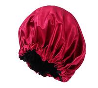 PACKOVE Double-sided Elastic Satin Sleeping Cap for Women with Burgundy and Dark Lining, Night Hair Accessory for Adult Maternal Care