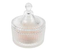 PACKOVE Double-sided Large round Flocked Powder Puff with Bow Flower Handle Skin Tone Makeup Cushion Puff for Loose Powder and Body Includes Decorative Glass Jar Case for Setting