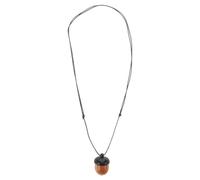 PACKOVE Ebony Wooden Acorn Pendant Necklace with Screw-open Nut Box, Long Green Sandalwood Chain Charm for Women, DIY Jewelry Making Decoration and Autumn Accessory