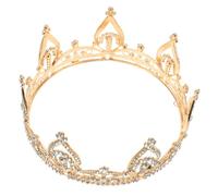 PACKOVE Elegant Princess Bride Crown Round Rhinestone Crown Headpiece for Wedding Party Shiny Queen Headband Wedding Hair Accessories for Women