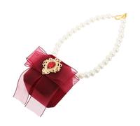 PACKOVE Elegant Red Dog Wedding Collar with Lightweight Comfort and Slight Elasticity, Simulated Pearl Necklace and Ring Holder Pendant for Pet Wedding Ceremony and Engagement Supplies
