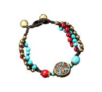 PACKOVE Ethnic Hand-woven Braided Bracelet with Beads, Fine Workmanship and Easy to Take, Suitable for Valentine's Day Or Occasion, Stylish Chinese Style Hand Chain Accessory
