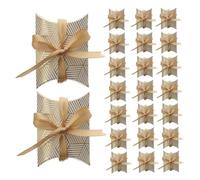 PACKOVE European Style Gold Foil Striped Pillow Candy Treat Boxes with Gold Ribbon Elegant Gift Packaging for Weddings Birthdays Party Favors Wrapping Small Gift Keepsakes