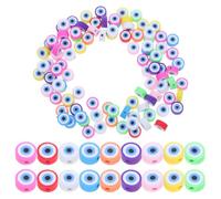 PACKOVE Evil Eye Crafted from Sturdy Polymer Clay Polymer Clay Beads 100pcs for Jewelry Making, Flat Round Spacer Beads and Creating Stylish Bracelets or for DIY Projects