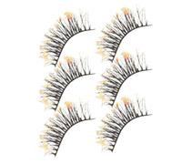 PACKOVE False Eyelashes Easy to Wear Synthetic Fiber 3 Pairs for Women with Glitter Effect and Can be Curved Fashionable and Delicate Makeup for Many Occasions Including Dating Night