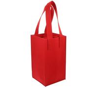 PACKOVE Felt Wine Bottle Carrier Bag Red 4-bottle Wine Storage Tote Pouch with Handles for Travel Party Picnic Wrapping