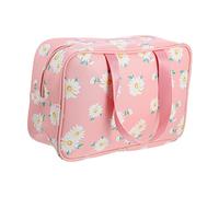 PACKOVE Flower Pattern Cosmetic Bag Large Travel Makeup Pouch Waterproof Pu Daisy Cosmetic Organizer for Women Portable Toiletry Storage Pink
