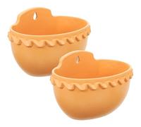 PACKOVE Flower Pots Hanging Semi-circular Wall Hanging 2pcs Storage Basket Multi-purpose Storage with Easy Design in Brown for Bathroom and Living Room