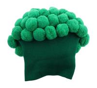 PACKOVE Funny Broccoli Hat Unique Knitted Vegetable Beanie with Adorable Pompom Soft Crochet Headgear for Parties Cosplay Cozy Novelty Hat for Fun Fashion