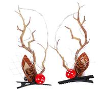 PACKOVE Glowing Reindeer Horn Hair Grip Pair Warm Light Mesh Branches Christmas Costume Hairpin for Women Holiday Party Accessory