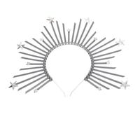 PACKOVE Goddess Crown Headband with Silver Stars Decorative Queen Hairpiece for Women Versatile Bridal and Birthday Party Accessory Creative Wedding Headband