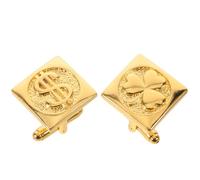 PACKOVE Gold Cufflinks for Men with Trefoil Motif, Minimalist Copper Material, Secure Fit Preventing Slipping, for Business Meeting and Corporate Event Accessories