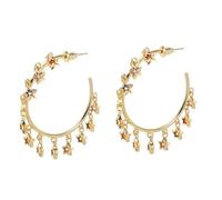 PACKOVE Gold Plated Statement Hoop Earrings with Zirconia Inlay Lightweight Five-pointed Star Drop Dangle for Women and Polished Hardwearing Finish Geometric Boho Jewelry