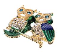 PACKOVE Golden Cartoon Owl Brooch Pin for Women, Multi-purpose Copper Brooch Delicate Zircon and Pearl Ornament, for Proms and Parties