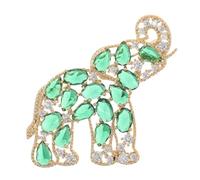 PACKOVE Green Elephant Brooch Pin with Rhinestones, Luxury Design Statement Copper Lapel Pin for Women and Men, Multi Scene Versatility for Wedding and Party Accessories