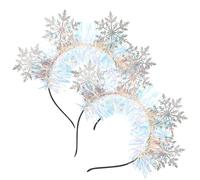 PACKOVE Hair Decoration with Composite Leather and Felt Cloth 2pcs Snowflake Headbands Christmas Comfortable Hair Ornaments for Holiday Season Festive Accessories