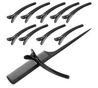 PACKOVE Hairdressing Clips and Comb Set with Sturdy, No Hair Kinks Design 13pcs Black Duckbill Hair Styling Tool for Salon and Individual Use