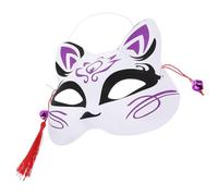 PACKOVE Half Face Japanese Style Cosplay Mask Lightweight Comfortable Plastic Fox Shape with Tassel Purple Chic Design for Halloween Masquerades