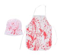 PACKOVE Halloween Bloody Chef Apron and Hat Set Realistic Bloodsplattered Horror Costume for Zombie Party Breathable Lightweight Fabric and Easy to Clean for Halloween Cosplay and