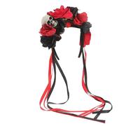 PACKOVE Halloween Rose Flower Headband Gothic Cosplay Party Headdress for Women Black Red Floral Crown Hair Accessory for Day Dead Masquerade and Costume Events