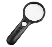 PACKOVE Handheld Magnifying Glass LED Light Illuminated for Reading Text Double Glass Lens Plastic Material LED without Battery