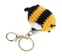 PACKOVE Handmade Crochet Bee Keychain Pendant Cute Animal Bee Shaped Keyring Knitted Accessory for Car Keys and Bag Charm Women’s Keyrings Craft