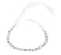 PACKOVE Handmade Rhinestone Headdress Bridal Headband Wedding Hair Accessory Silver Soft Chain Non Itchy Skin Friendly for Women Brides
