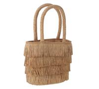 PACKOVE Handwoven Straw Beach Tote Bag for Women Lightweight Boho Fringe Handbag for Travel Picnic and Vacation Use Versatile Summer Purse for Outings