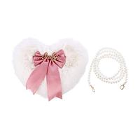 PACKOVE Heart Shape Bowknot Fluffy Shoulder Bag for Women Cute Diagonal Crossbody Purse Stylish Plush Handbag for Daily Use and Cosmetics Storage