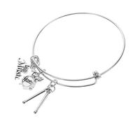 PACKOVE I Love Music Stainless Steel Music Bracelet for Drummers Adjustable Drum Jewelry for Men and Women