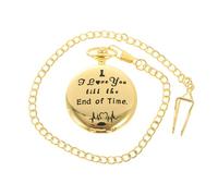 PACKOVE I Love You Engraved Retro Pocket Watch Pendant with Chain Men’s Decorative Hanging Universal Pocket Watches for Travel and Daily Use Gold
