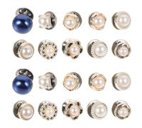 PACKOVE Invisible Snap Buttons No Sewing 20pcs Set with 10 Solid Blue and 10 Pearl Decorative Detachable Buttons for Women’s Shirts Cardigans and Shawls, Hidden Fasteners for Clothes