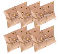 PACKOVE Kraft Paper Party Favour Boxes with Rope, Odor-free Handy Small Packaging Boxes for Leisure Time and Party Use, Pillow Shaped Candy and Biscuit Packaging
