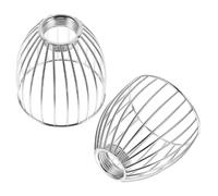 PACKOVE Lamp Installation and Shade Design Easy Spacesaving 2pcs Vintage Industrial Iron Birdcage Pendant Silver Metal Ceiling Light Cover for Lighting Home Decor and Bedroom